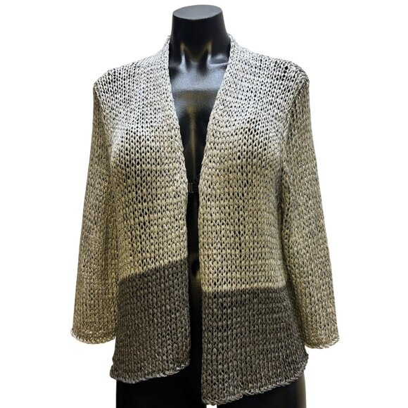 NWT Eileen Fisher Open Twist Moon Straight Cardigan Gray L - Picture 1 of 5